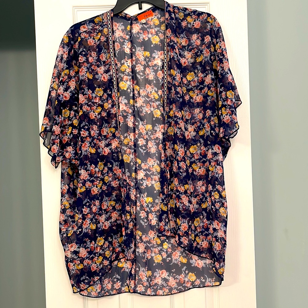 Iner Sheer Floral Cardigan. Size Large